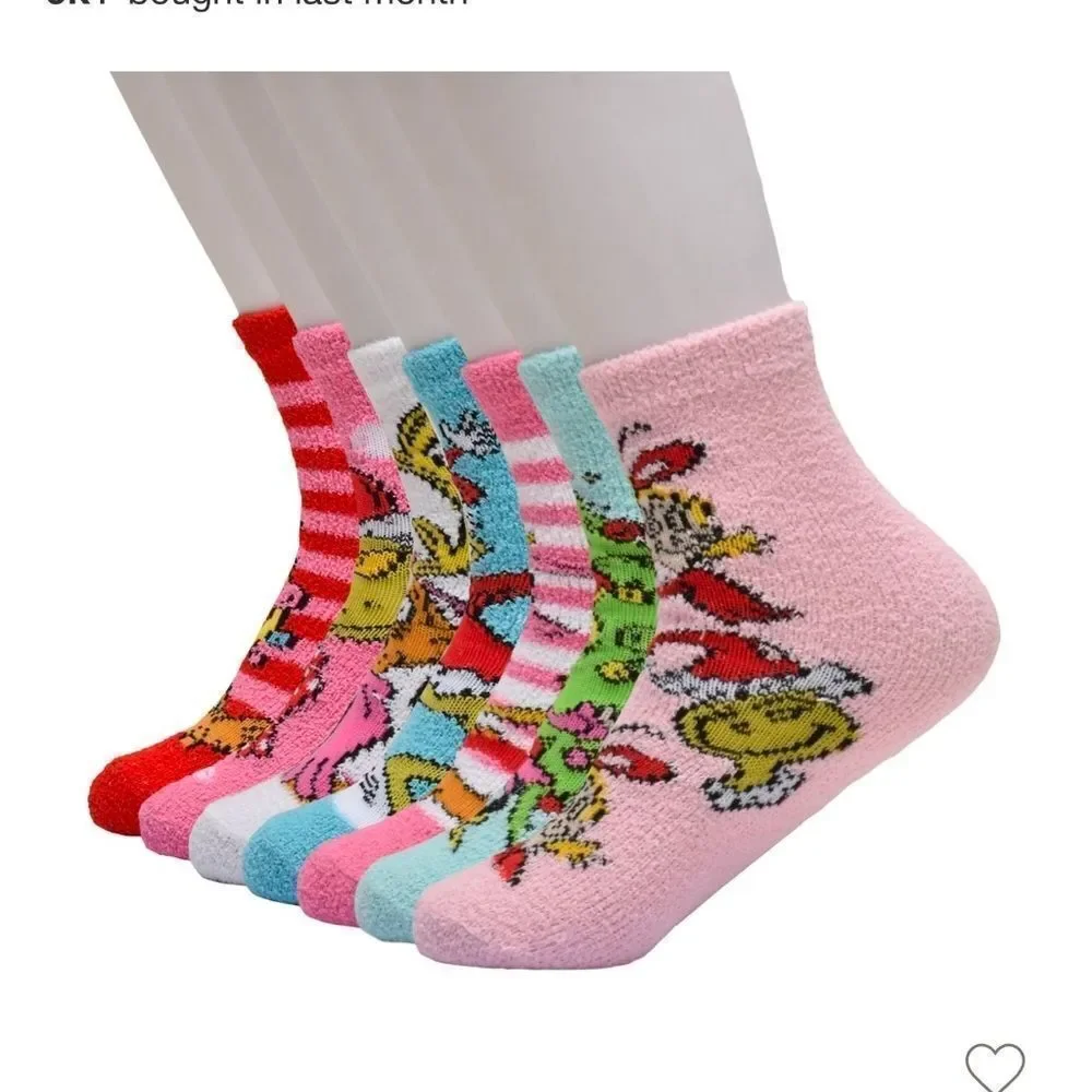 New Girls' Grinch 7 Days Of Cozy Kids Socks M/L 3-10